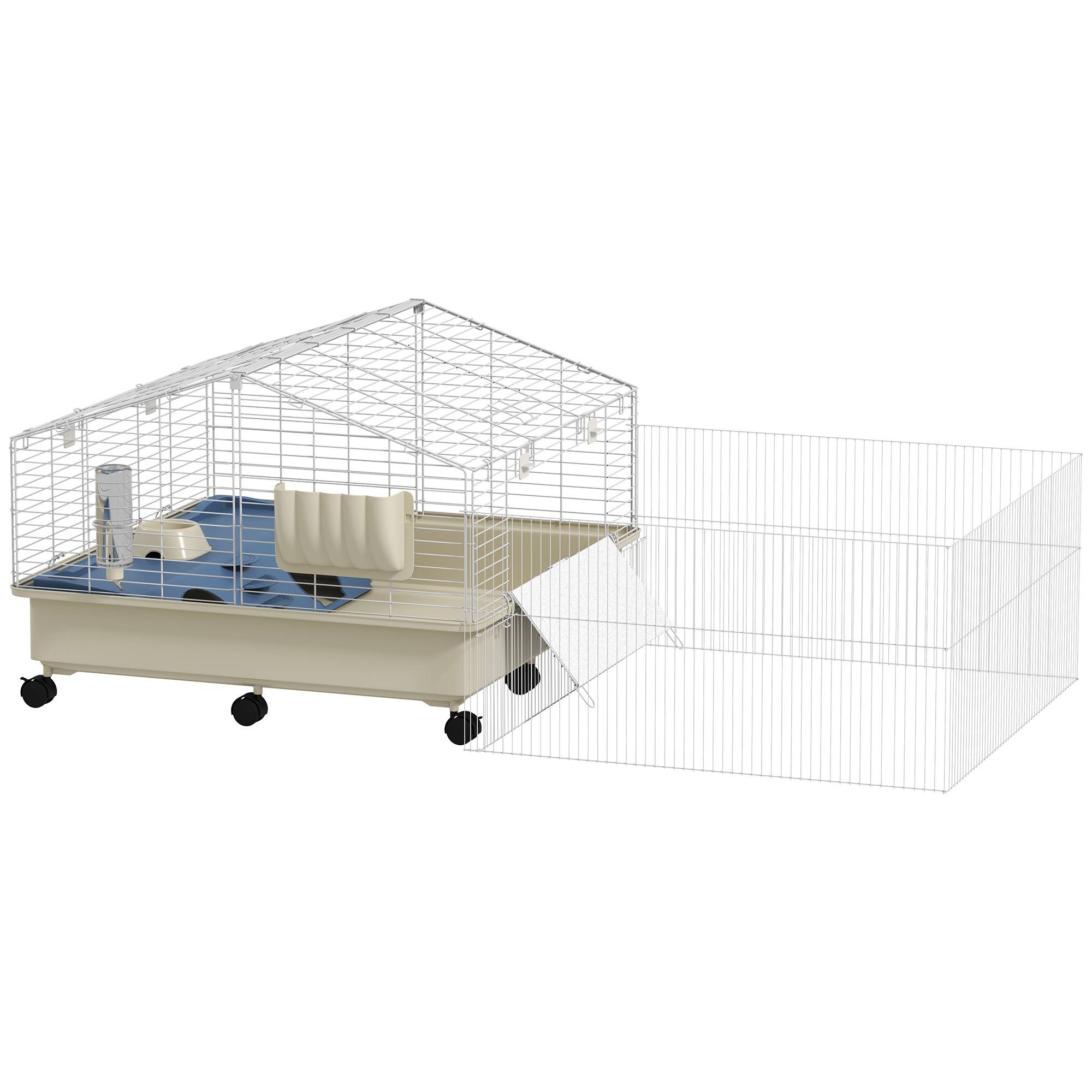 Cage enclos rongeur métal cochon d'inde accessoires complets 173x88cm blanc - ComfortXL Outdoor Living - Image 1