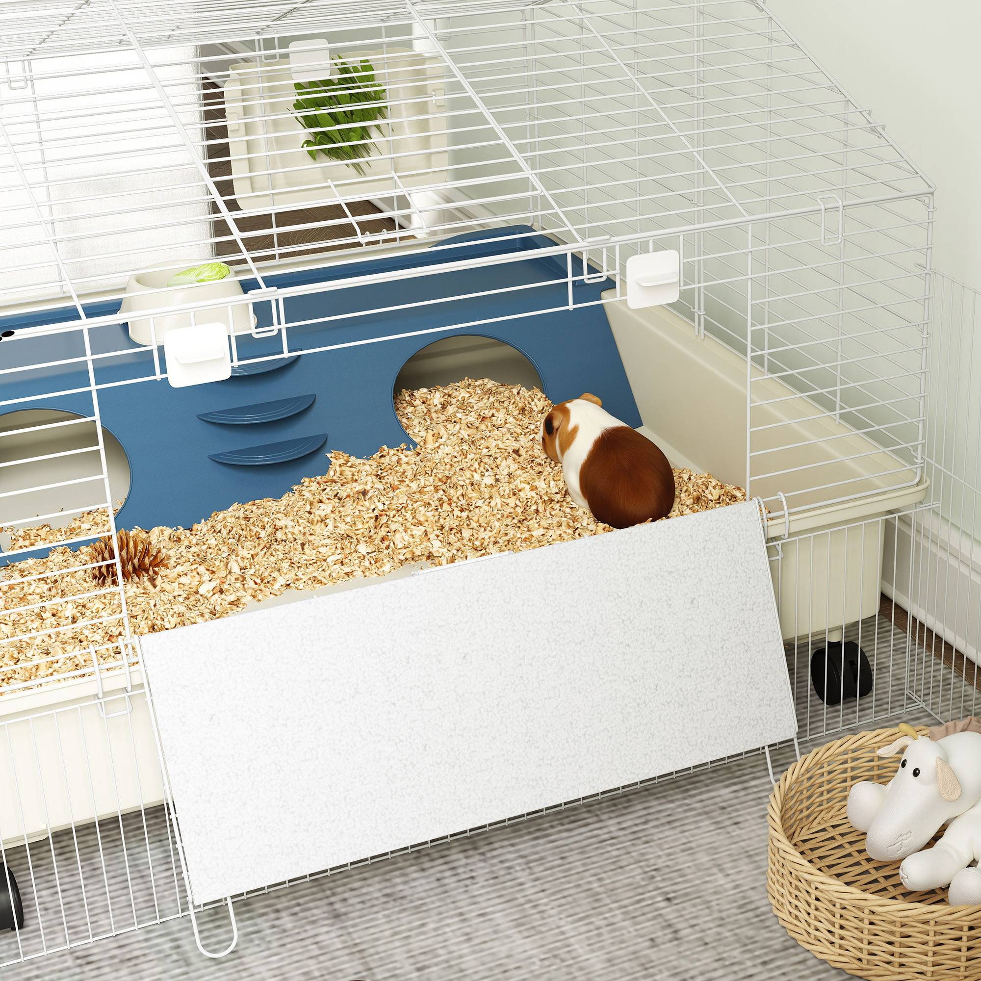 Cage enclos rongeur métal cochon d'inde accessoires complets 173x88cm blanc - ComfortXL Outdoor Living - Image 8