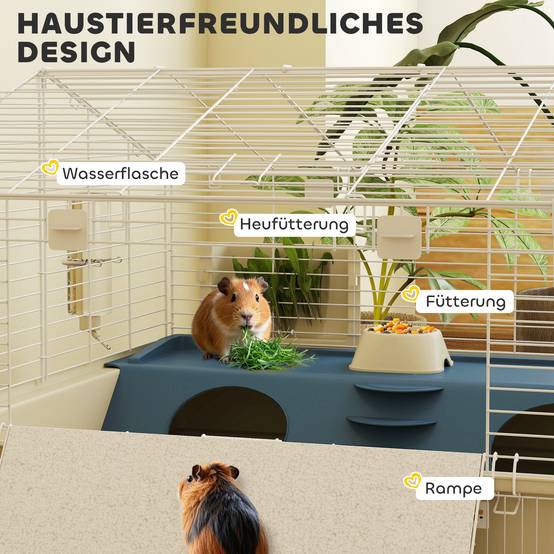 Cage enclos rongeur métal cochon d'inde accessoires complets 173x88cm blanc - ComfortXL Outdoor Living - Image 5