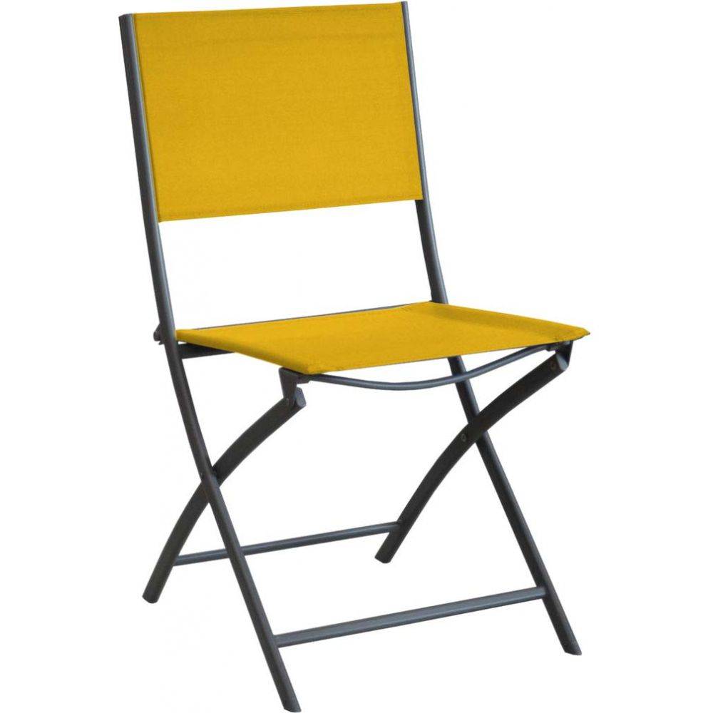 Alize - Chaise pliante en acier et toile Dream (Lot de 4) Graphite, moutarde - Image 3