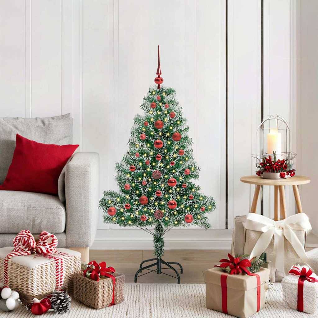ComfortXL - Petit Sapin de Noël Artificiel Enneigé 120 cm, Décoré avec LED Blanc Chaud – ComfortXL Outdoor Living - Image 1