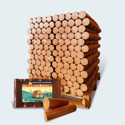 GRUCHY - Palette de bûches densifiées -104 paquets de 10kg - 100% HÊTRE - Gruchy