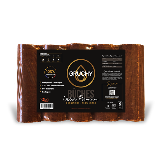 GRUCHY - Palette de bûches densifiées ULTRA PREMIUM GRUCHY -104 paquets de 10kg - 100% HÊTRE - Gruchy - Image 2