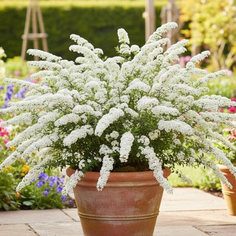 Spirée dentelée Grefsheim, Spiraea à fleurs Blanche - feuillage Caduc - Pot de 4L - 40/60 cm-  hauteur à maturité De 1,00 m à 1,50 m - Image 4