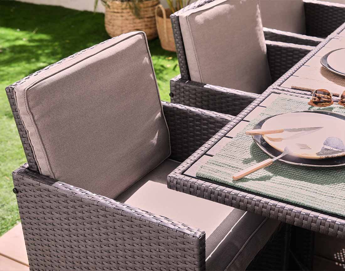 Best Mobilier - Sunny - salon de jardin encastrable 10 places - en résine tressée, plateau polywood - avec housse de protection - Best Mobilier - Image 3
