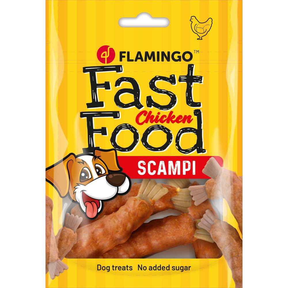 Flamingo - Flamingo - Friandises Fast Food Scampi avec poulet 120 g pour chien - Image 1