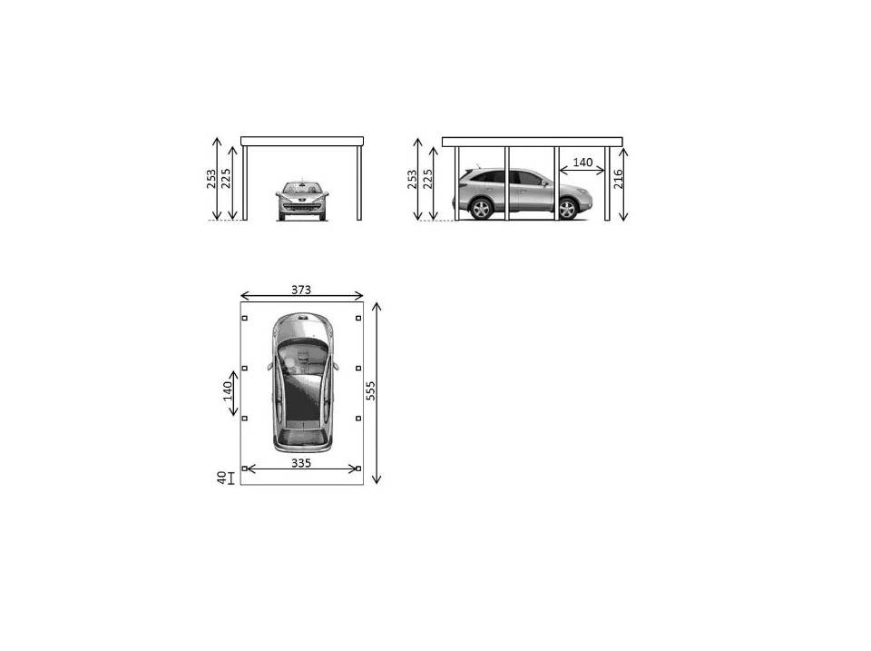 Carport Bois 1 Voiture 373x860cm - Image 10