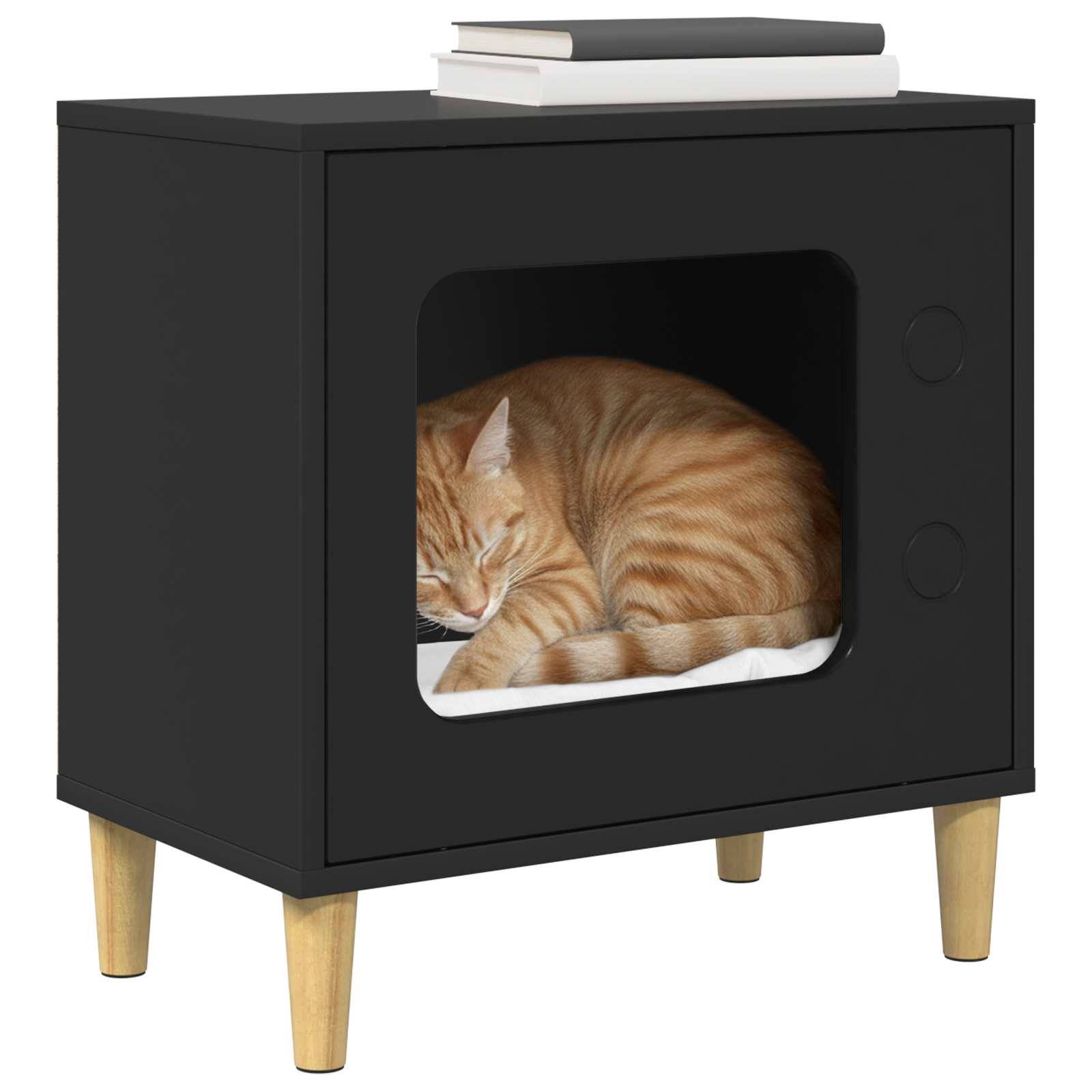 Vidaxl - Maison pour chat Noir 51 x 30 x 52 cm Bois d'ingénierie vidaXL 8000654 - Image 4
