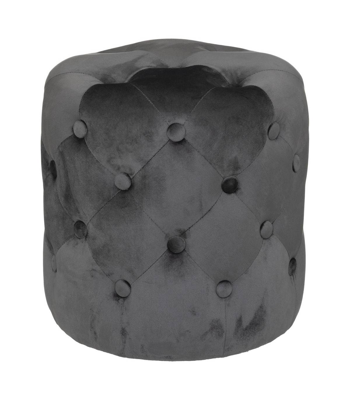 Pouf en Velours Capitonné Gris Ardoise 38 x 38 cm - Image 1