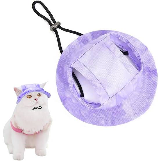 Chapeau de princesse pour chien - Bord large, réglable - Protection solaire - Taille unique (3-5,5 kg) -violet- Living123 - Image 1