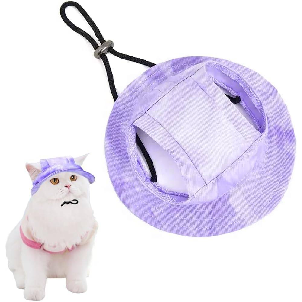 Chapeau de princesse pour chien - Bord large, réglable - Protection solaire - Taille unique (3-5,5 kg) -violet- Living123 - Image 1
