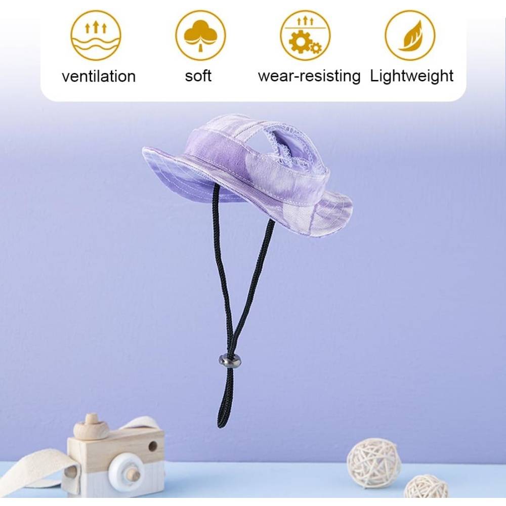 Chapeau de princesse pour chien - Bord large, réglable - Protection solaire - Taille unique (3-5,5 kg) -violet- Living123 - Image 2