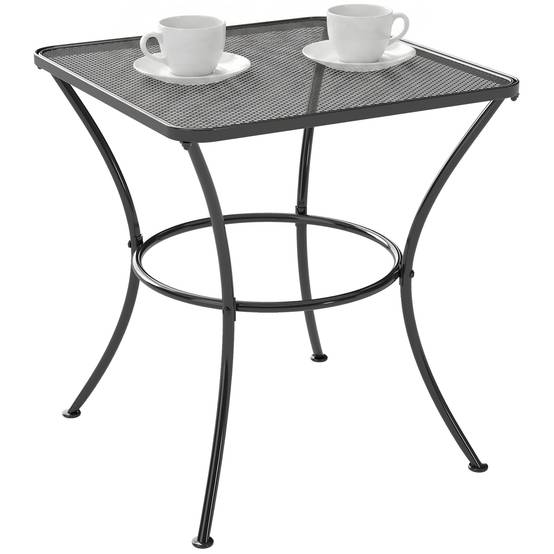 Sans Marque - Table jardin carrée acier plateau perforé 45x45x50 cm noire - Image 1