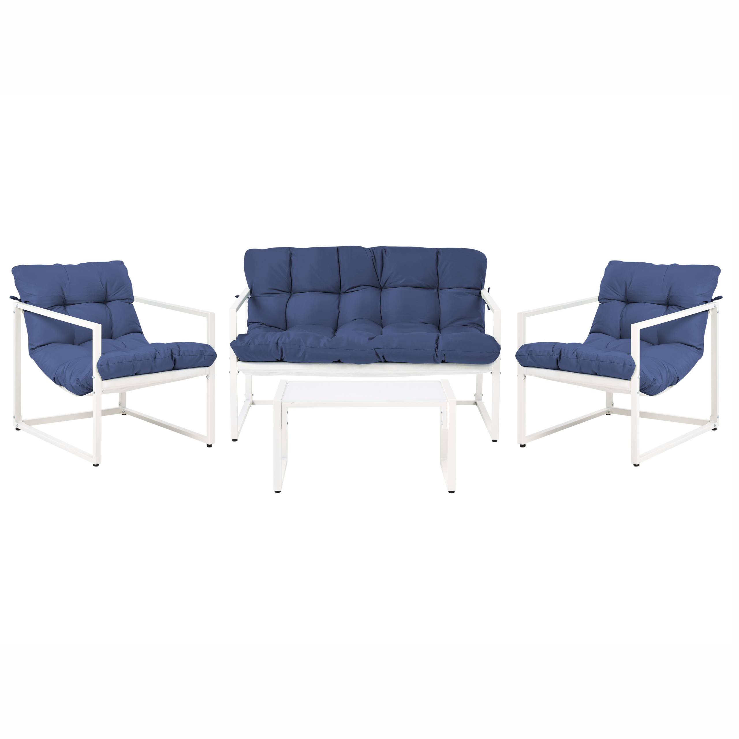 Beliani - Set de jardin, 4 Personnes Acier Bleu GARDA - 114x70x77- Beliani - Image 2