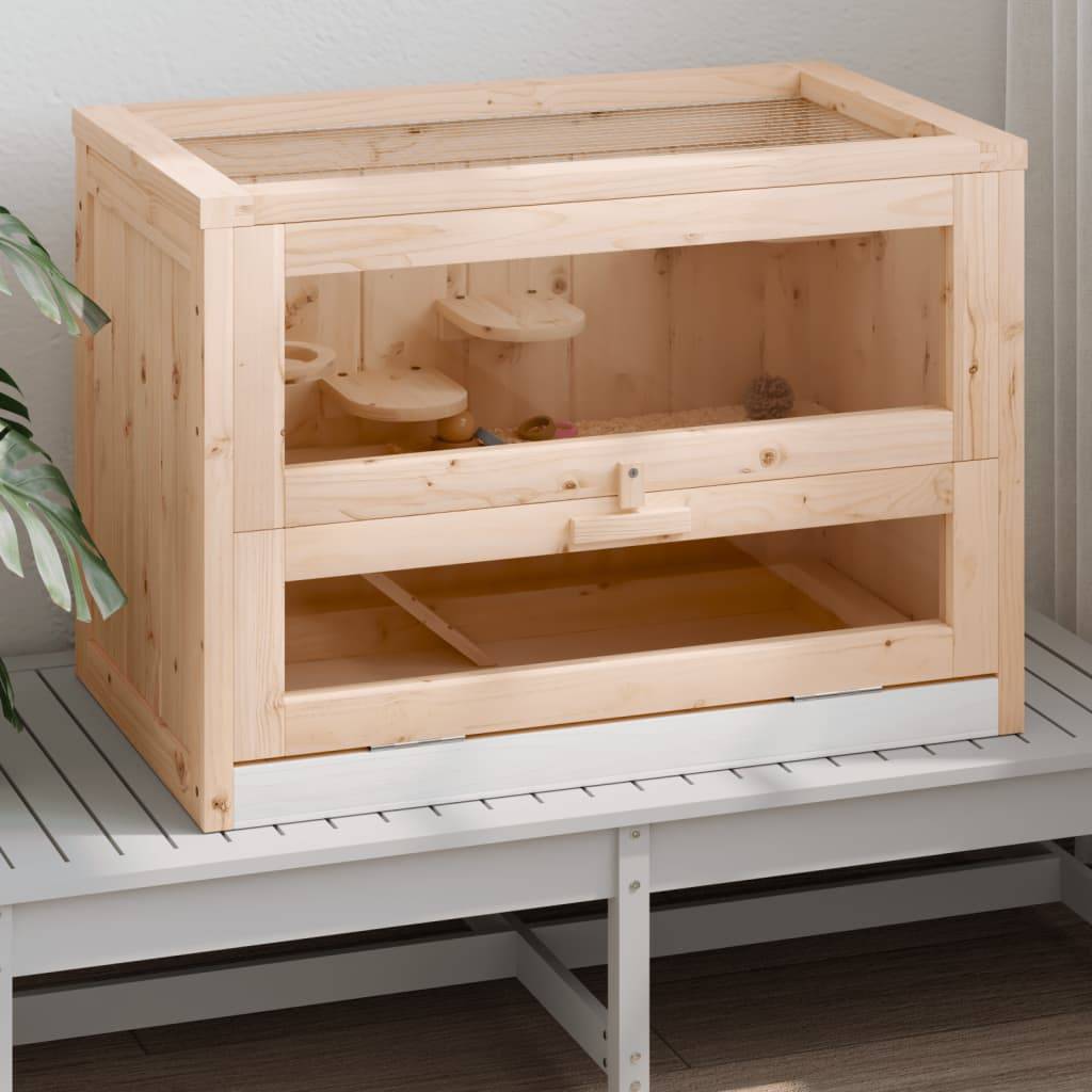 Cage à hamster - Cage pour hamsters 60x35,5x42 cm bois massif de sapin - Image 1
