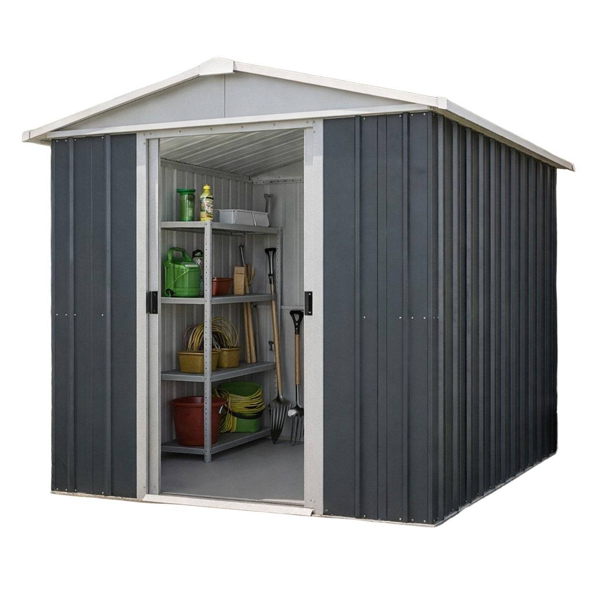 Yardmaster - Abri de jardin métal anthracite Yardmaster 2,3 m² + kit d'ancrage - Image 1