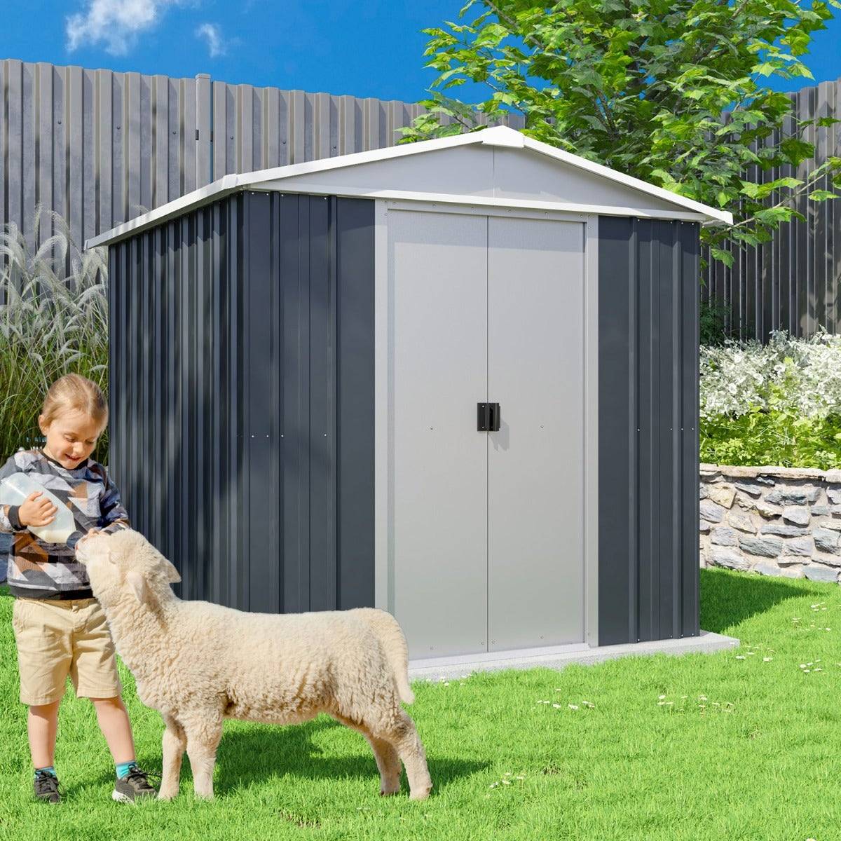 Yardmaster - Abri de jardin métal anthracite Yardmaster 2,3 m² + kit d'ancrage - Image 7