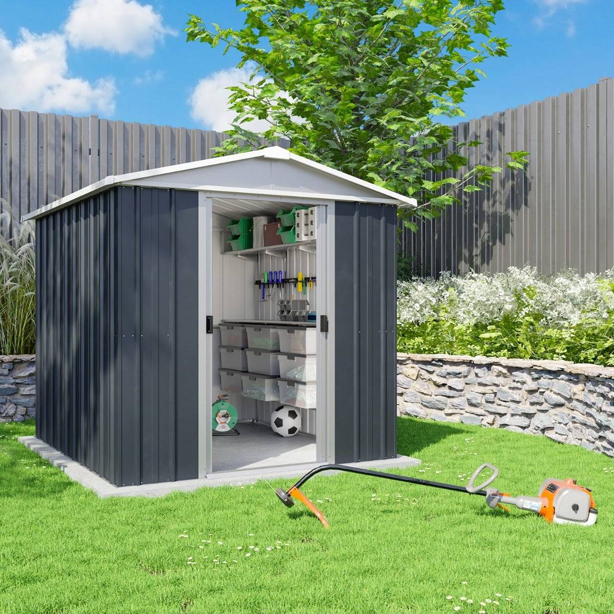 Yardmaster - Abri de jardin métal anthracite Yardmaster 2,3 m² + kit d'ancrage - Image 6