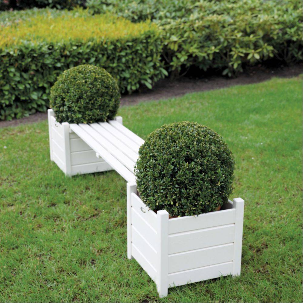 Esschert Design - Bacs à fleurs avec banc intégré en pin Blanc - Image 2