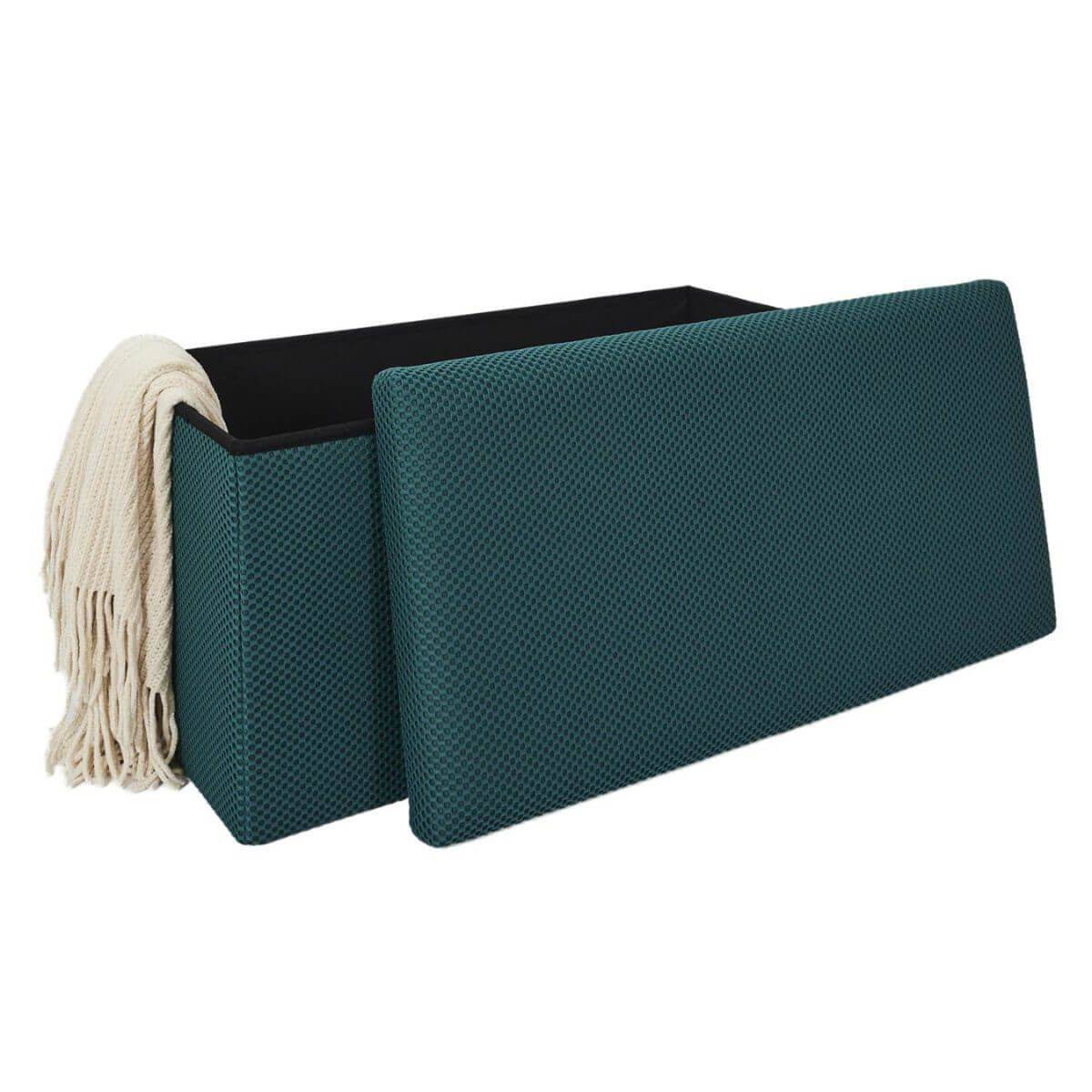 ALTOBUY - Banc coffre pliable en tissu texturé maille 3D bleu - ELECTRON - Image 5