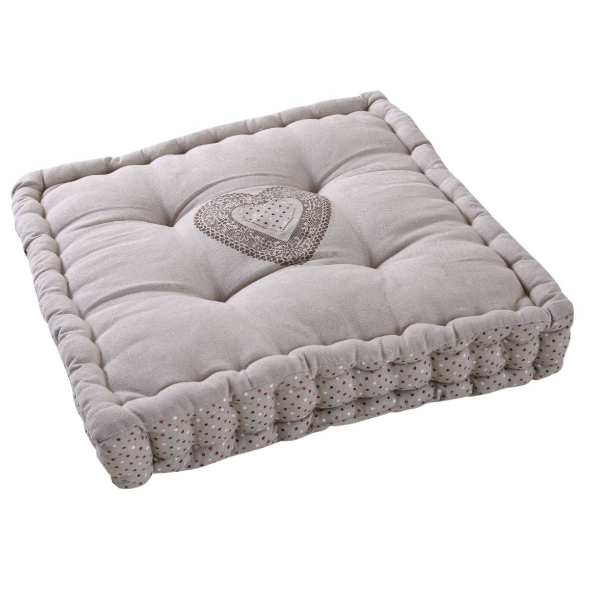 Aubry Gaspard - Coussin carré en coton et lin Coeur - Image 1