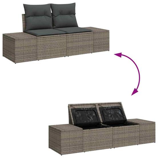 Set Détente Jardin Gris 5 Pièces avec Canapés Latéraux et Table Basse – ComfortXL Outdoor Living - Image 8