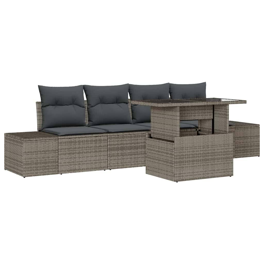 Set Détente Jardin Gris 5 Pièces avec Canapés Latéraux et Table Basse – ComfortXL Outdoor Living - Image 2