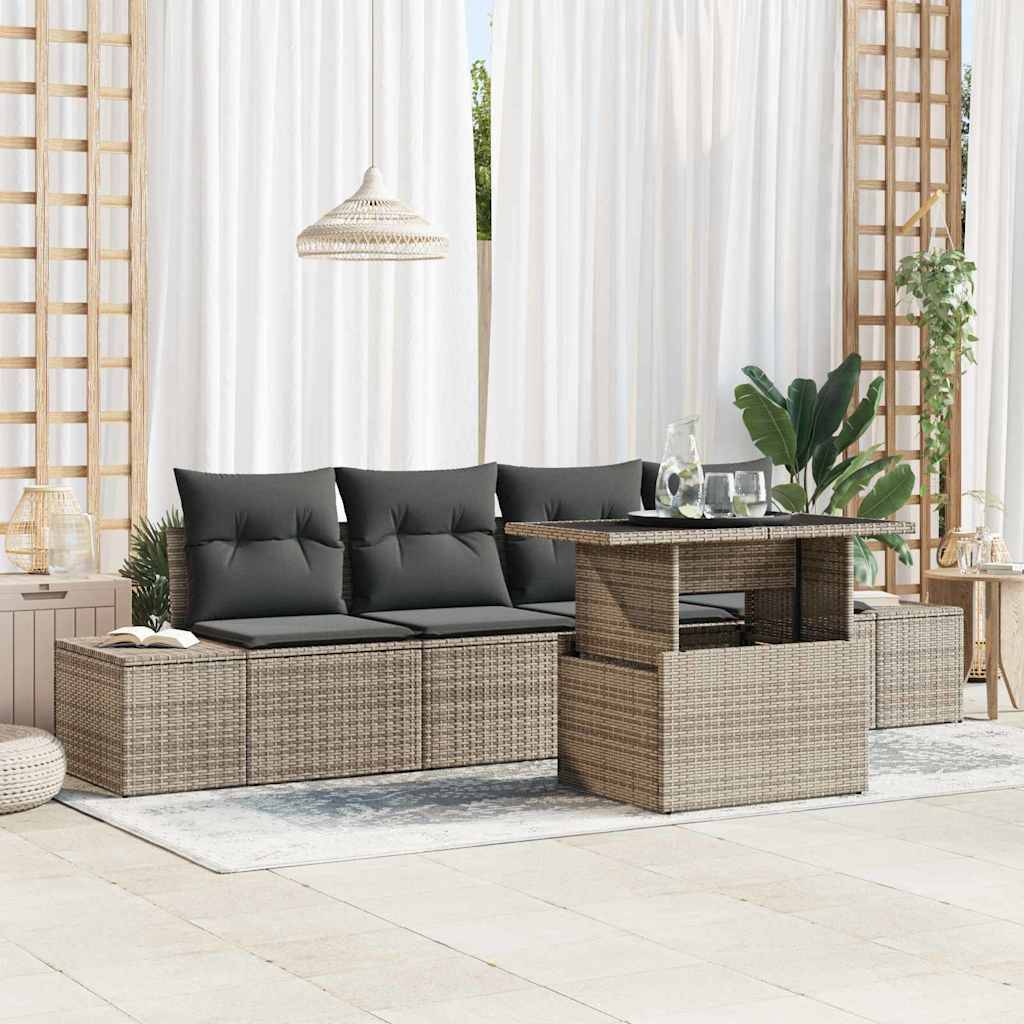 Set Détente Jardin Gris 5 Pièces avec Canapés Latéraux et Table Basse – ComfortXL Outdoor Living - Image 1