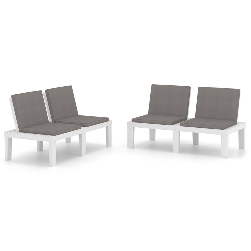 ComfortXL - Lot de 2 Bancs Jardin Plastique Robuste Coussin Inclus Blanc – ComfortXL Outdoor Living - Image 2