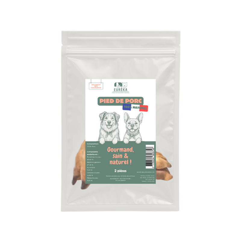 Pieds de porc pour chiens – Friandises naturelles longue durée, riches en collagène