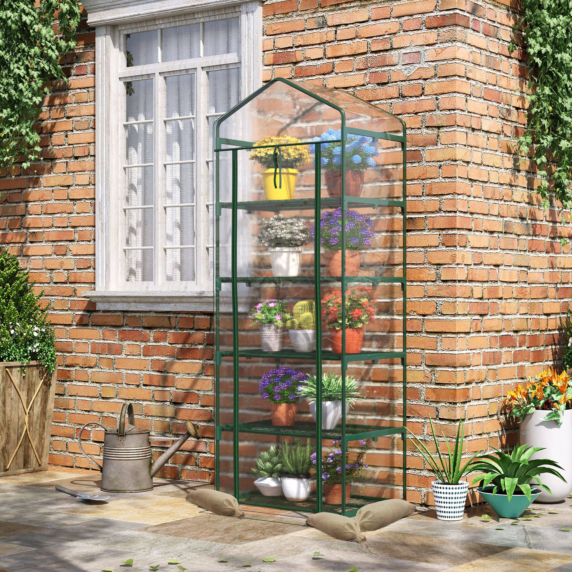 ComfortXL - Mini serre 5 étagères acier PVC 69 x 49 x 193 cm verte pour balcon et terrasse - ComfortXL Outdoor Living - Image 3