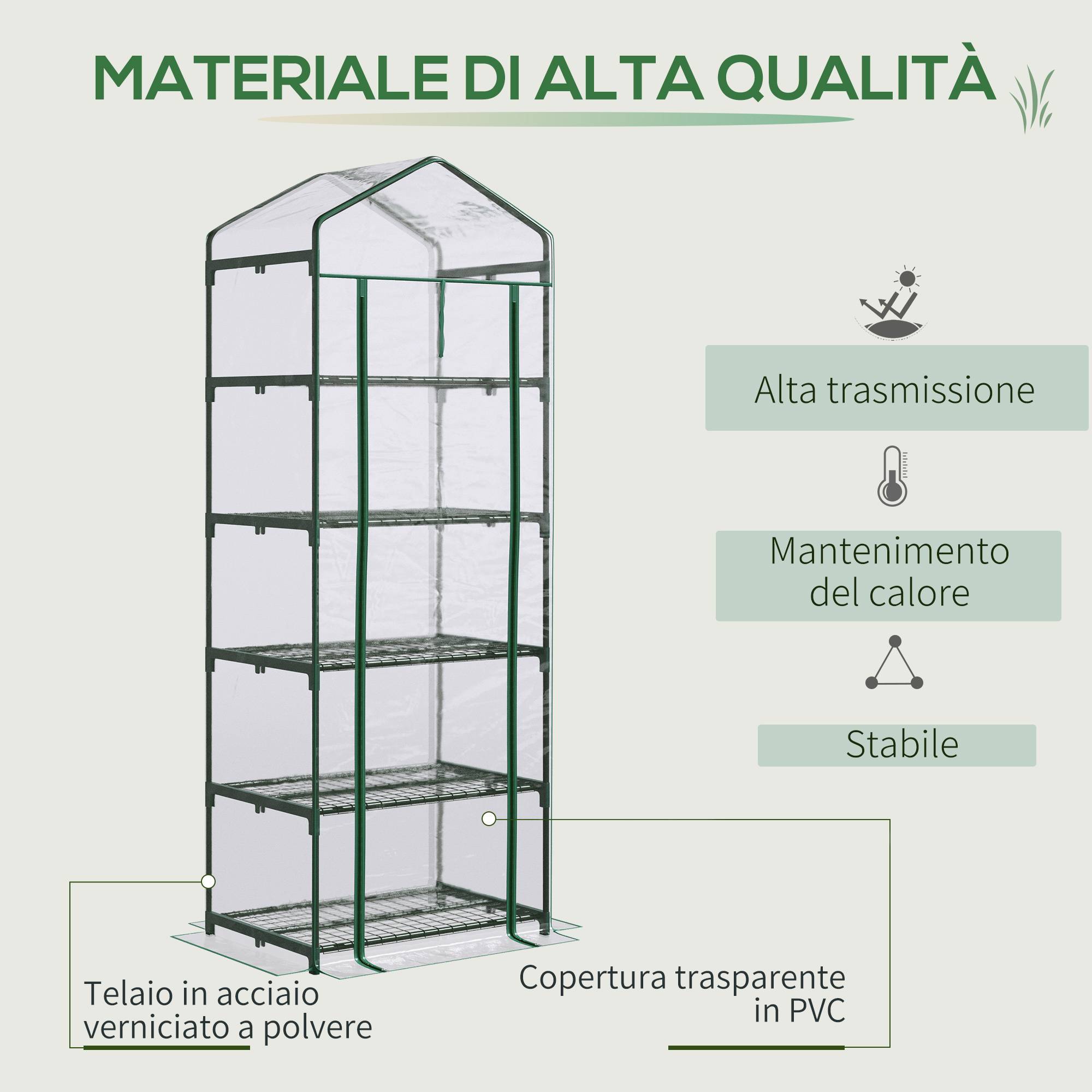 ComfortXL - Mini serre 5 étagères acier PVC 69 x 49 x 193 cm verte pour balcon et terrasse - ComfortXL Outdoor Living - Image 6