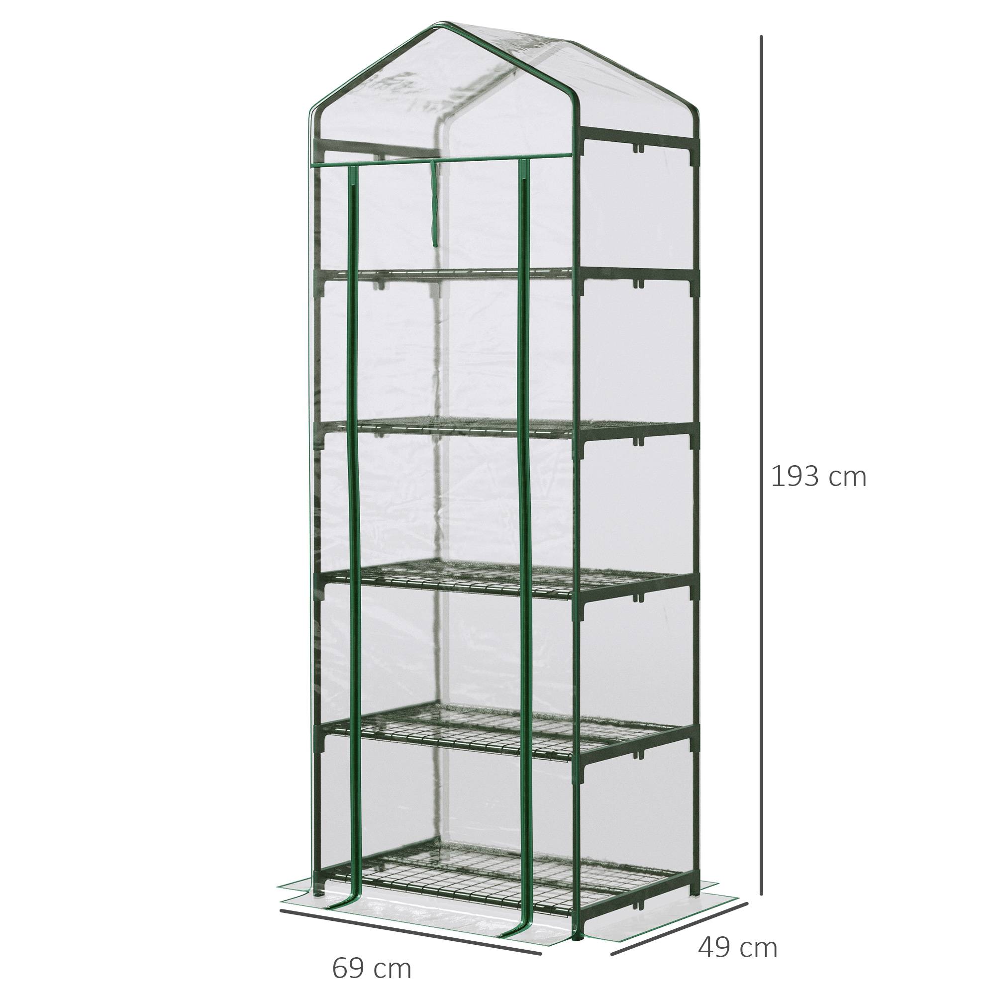 ComfortXL - Mini serre 5 étagères acier PVC 69 x 49 x 193 cm verte pour balcon et terrasse - ComfortXL Outdoor Living - Image 5