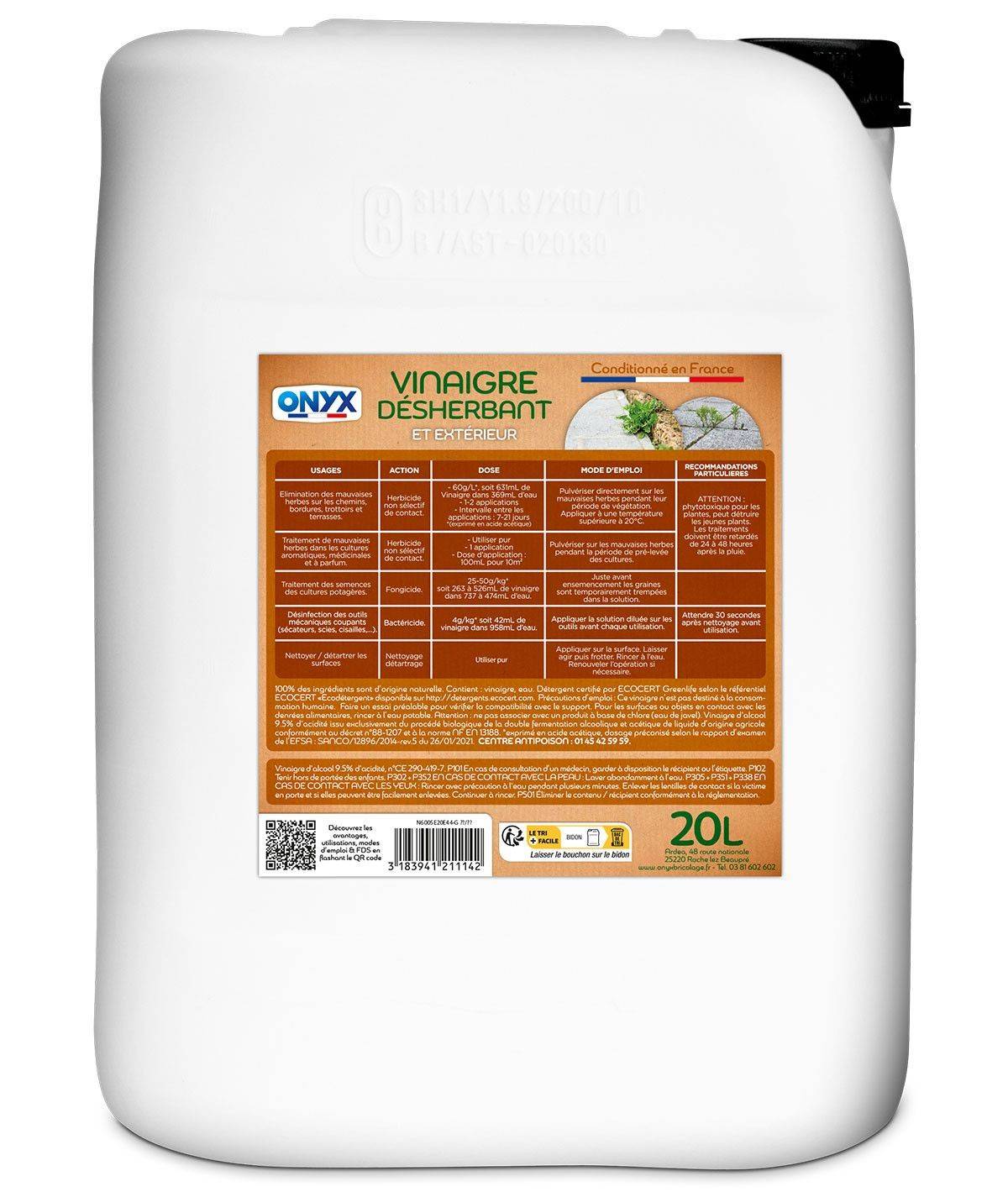 Onyx - Vinaigre Jardin Onyx 20l Désherbant Naturel Polyvalent - Onyx - Image 2
