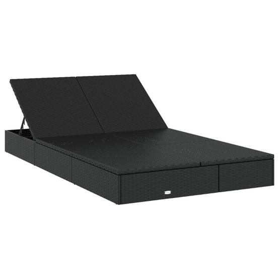 Chaise Longue Double Pour 2 Personnes Ergonomique et Pliable Piscine Noir – ComfortXL Outdoor Living - Image 3