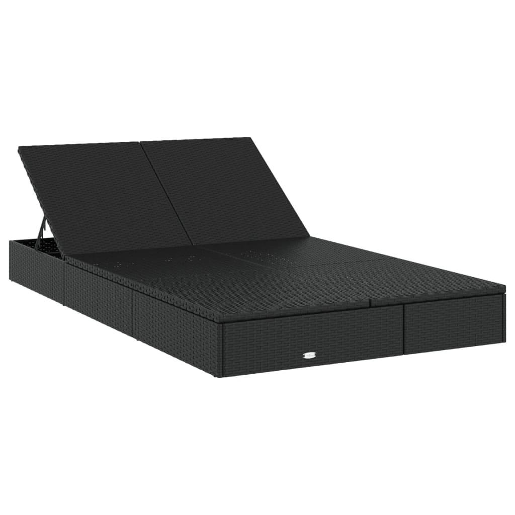 Chaise Longue Double Pour 2 Personnes Ergonomique et Pliable Piscine Noir – ComfortXL Outdoor Living - Image 3
