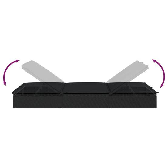 Chaise Longue Double Pour 2 Personnes Ergonomique et Pliable Piscine Noir – ComfortXL Outdoor Living - Image 9