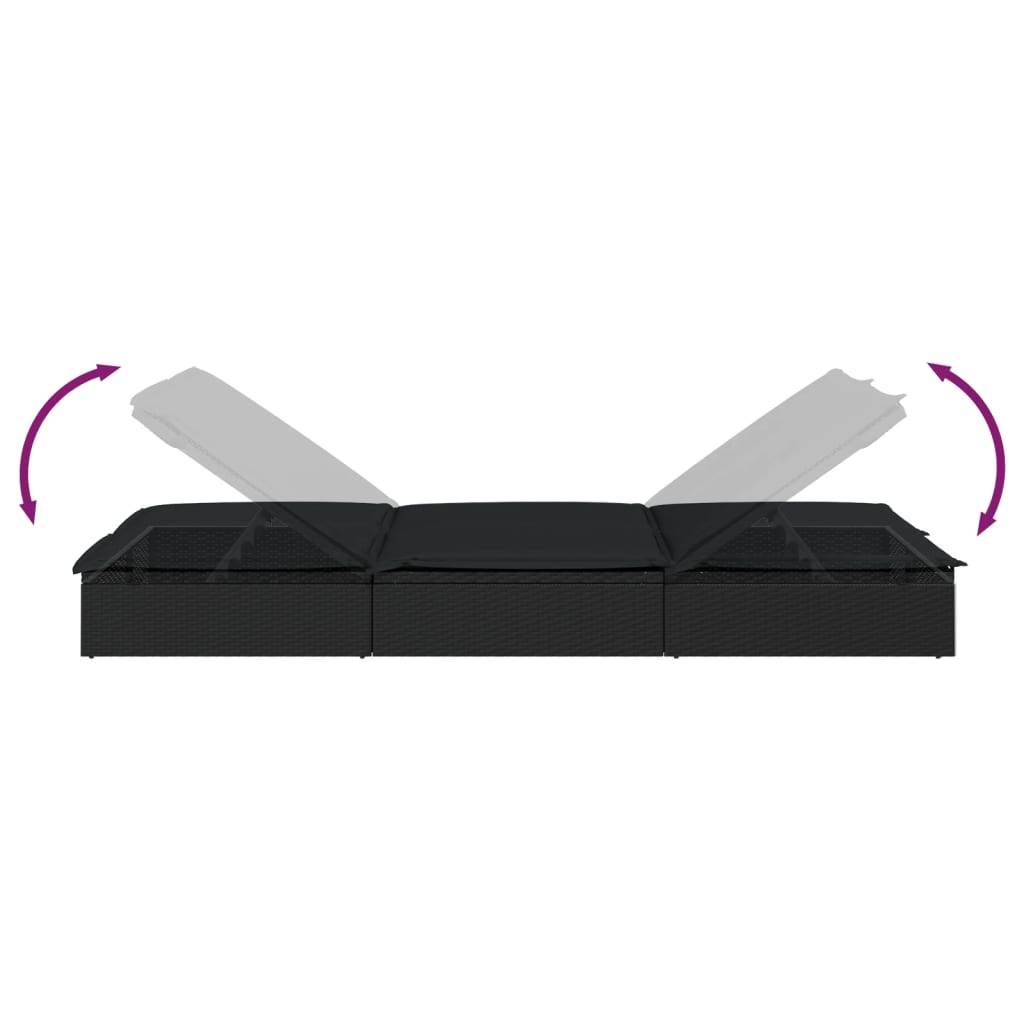 Chaise Longue Double Pour 2 Personnes Ergonomique et Pliable Piscine Noir – ComfortXL Outdoor Living - Image 9