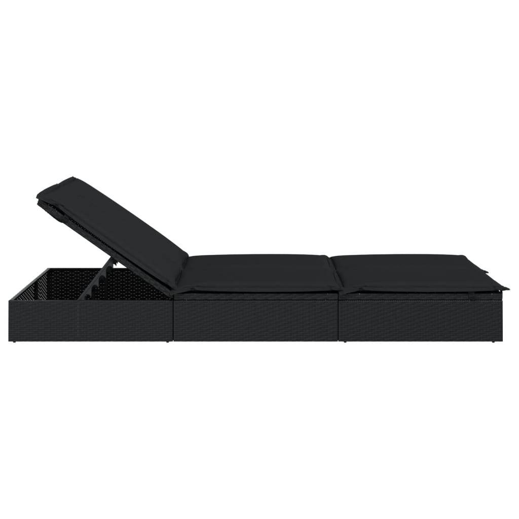 Chaise Longue Double Pour 2 Personnes Ergonomique et Pliable Piscine Noir – ComfortXL Outdoor Living - Image 5