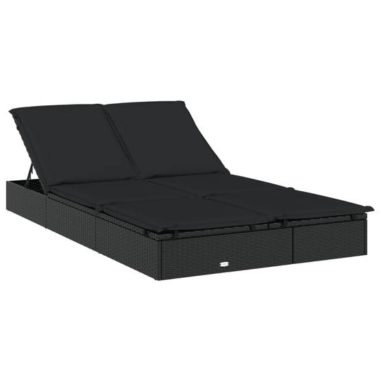 Chaise Longue Double Pour 2 Personnes Ergonomique et Pliable Piscine Noir – ComfortXL Outdoor Living - Image 2