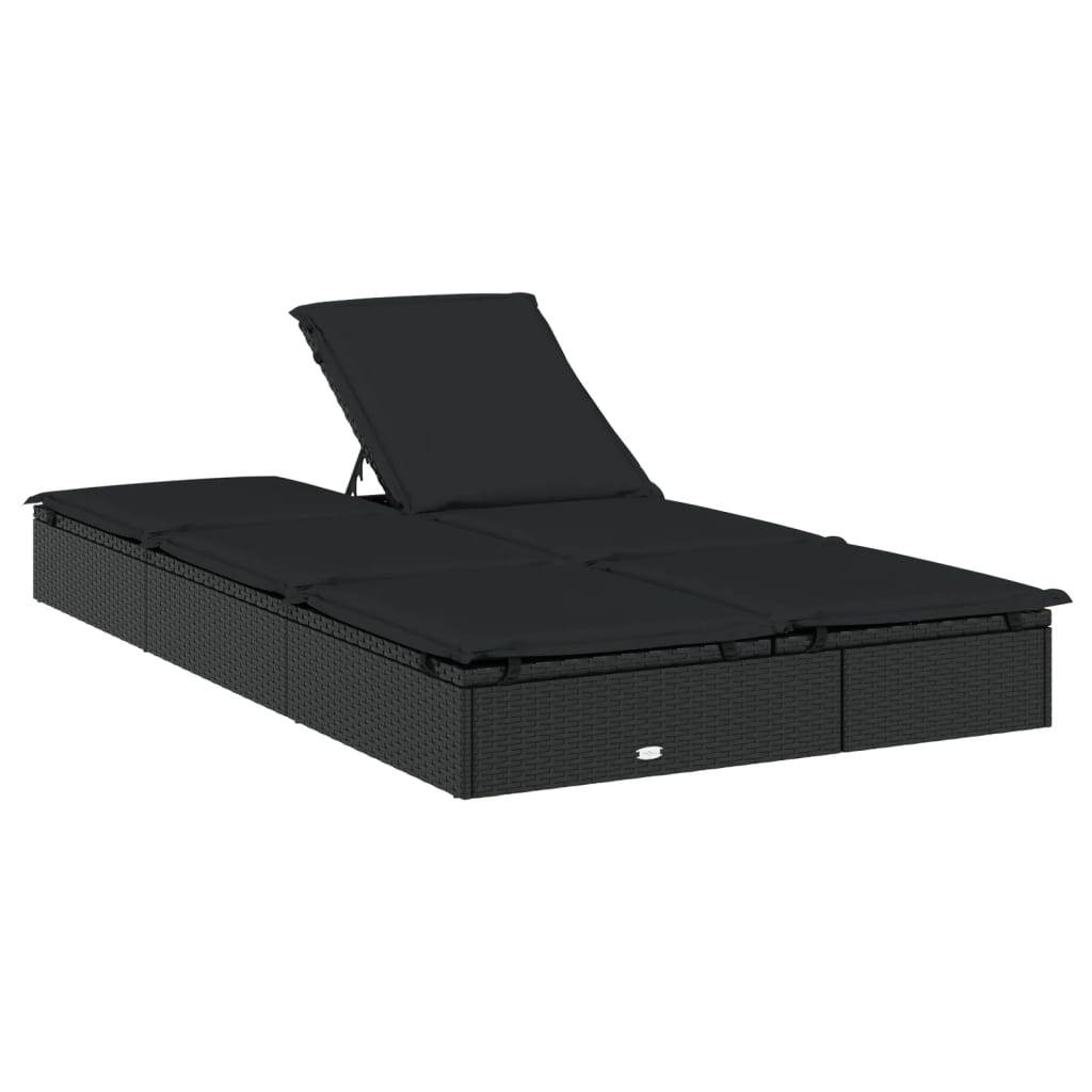 Chaise Longue Double Pour 2 Personnes Ergonomique et Pliable Piscine Noir – ComfortXL Outdoor Living - Image 7