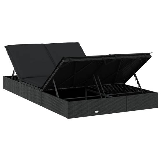Chaise Longue Double Pour 2 Personnes Ergonomique et Pliable Piscine Noir – ComfortXL Outdoor Living - Image 8