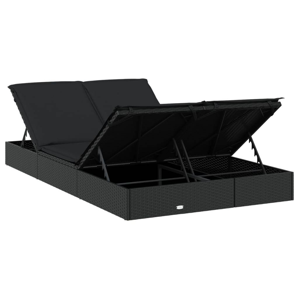 Chaise Longue Double Pour 2 Personnes Ergonomique et Pliable Piscine Noir – ComfortXL Outdoor Living - Image 8