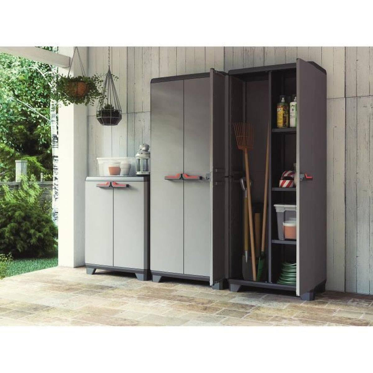 Keter - Armoire basse de rangement Stilo 68 x 39 x 90 cm à 2 portes, 1 étagère réglable - Keter - Image 2