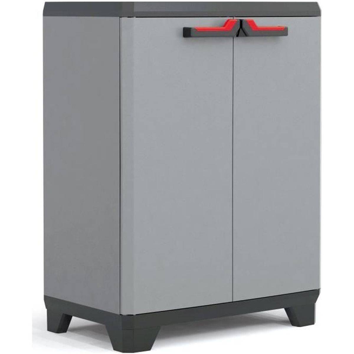 Keter - Armoire basse de rangement Stilo 68 x 39 x 90 cm à 2 portes, 1 étagère réglable - Keter