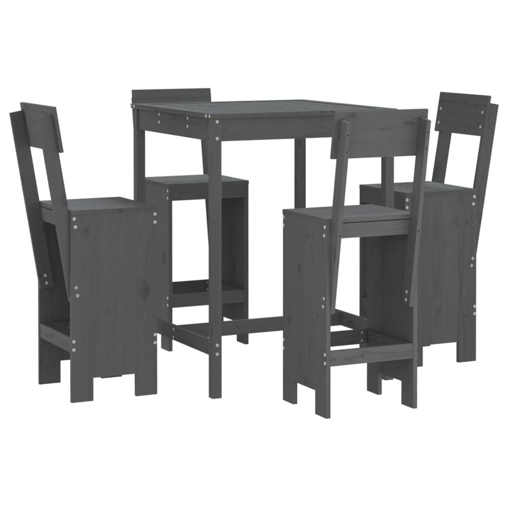 Vidaxl - Ensemble de bar de jardin 5 pcs-Salons de jardin gris bois de pin massif 923779 - Image 2
