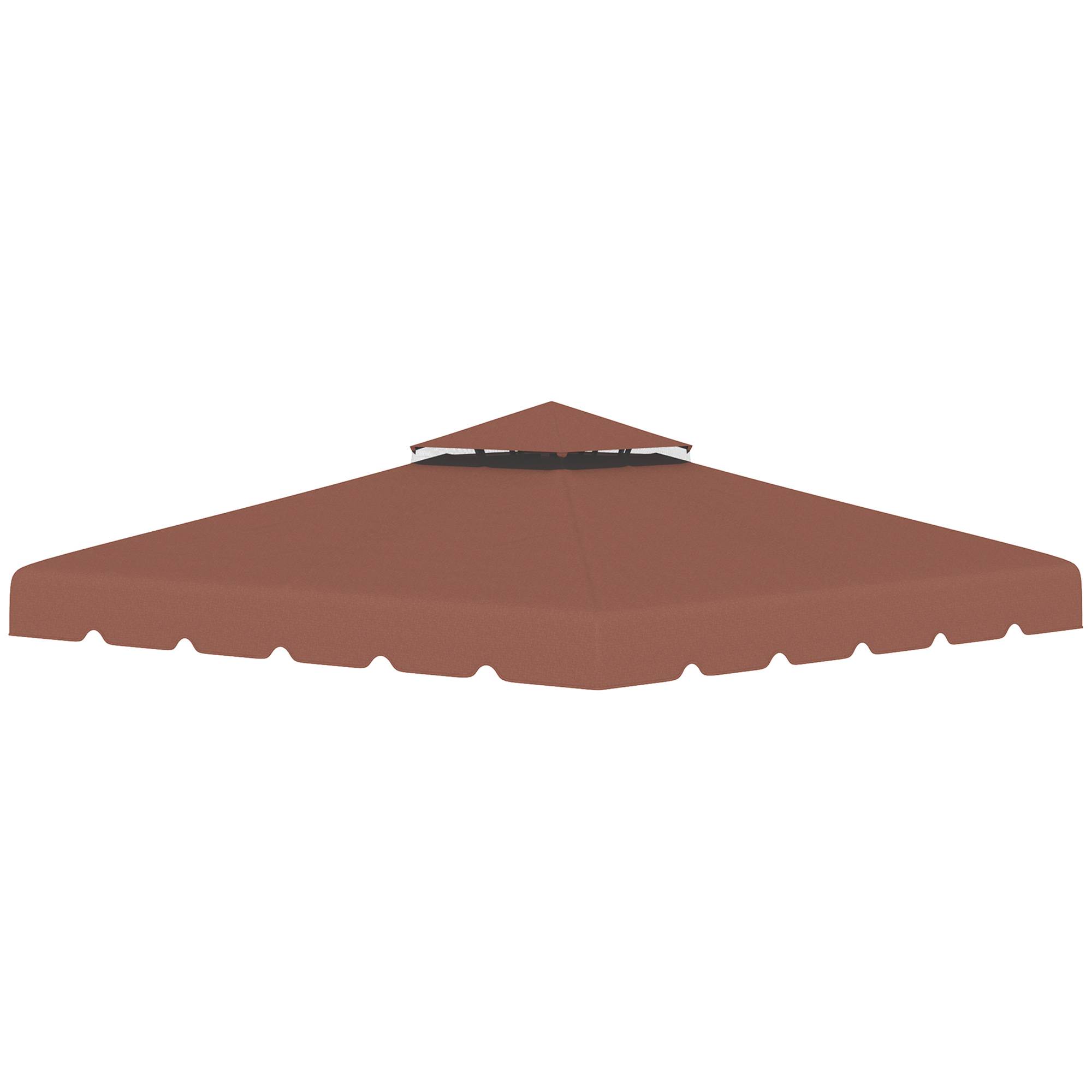 Toit de rechange pour cenador 3x3 m, housse de rechange avec double toit et 8 trous de drainage, cafe - Image 1