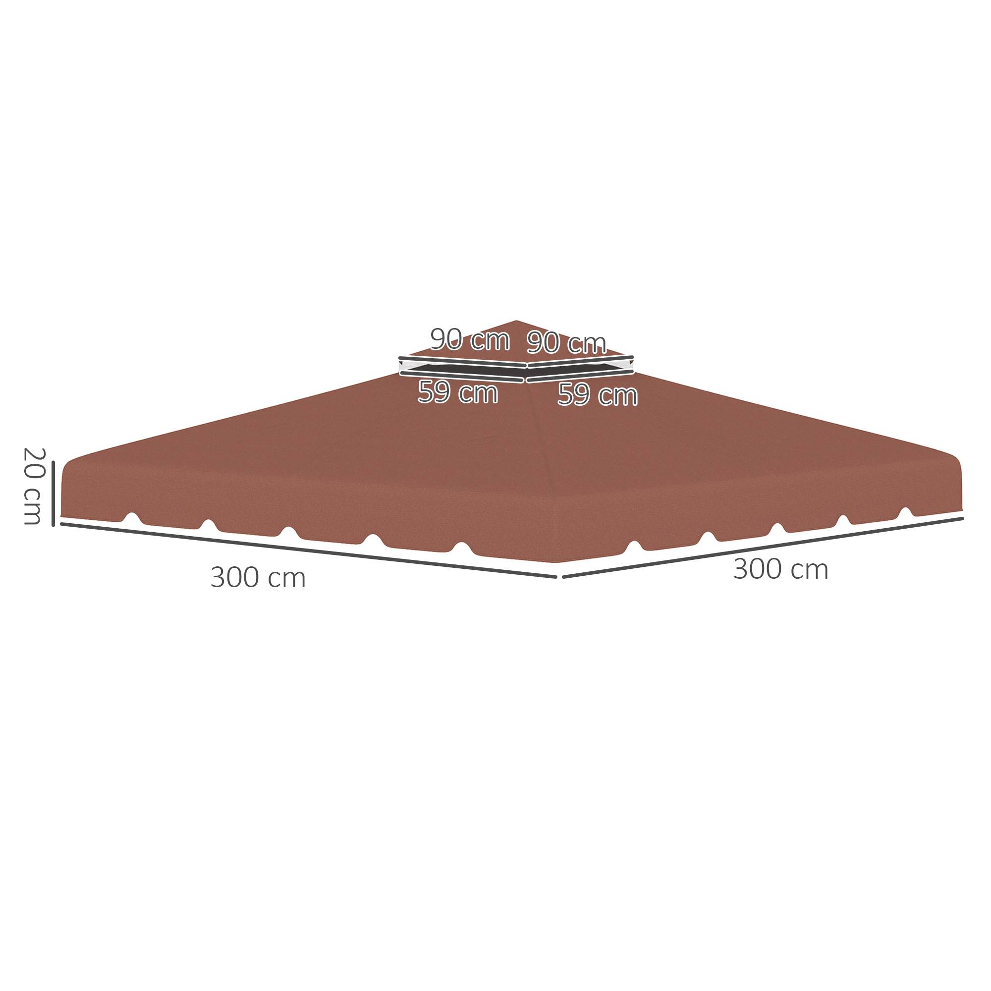 Toit de rechange pour cenador 3x3 m, housse de rechange avec double toit et 8 trous de drainage, cafe - Image 5