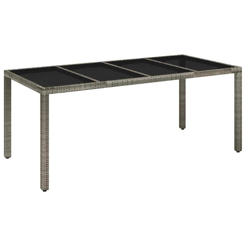 ComfortXL - Table de Jardin 8 Personnes 190x90cm en Résine Tressée Grise et Plateau Verre – ComfortXL Outdoor Living - Image 2
