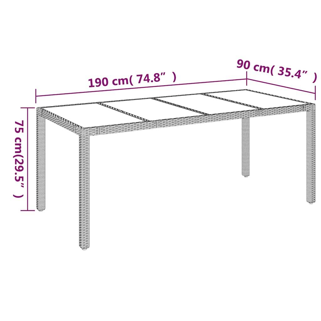 ComfortXL - Table de Jardin 8 Personnes 190x90cm en Résine Tressée Grise et Plateau Verre – ComfortXL Outdoor Living - Image 7